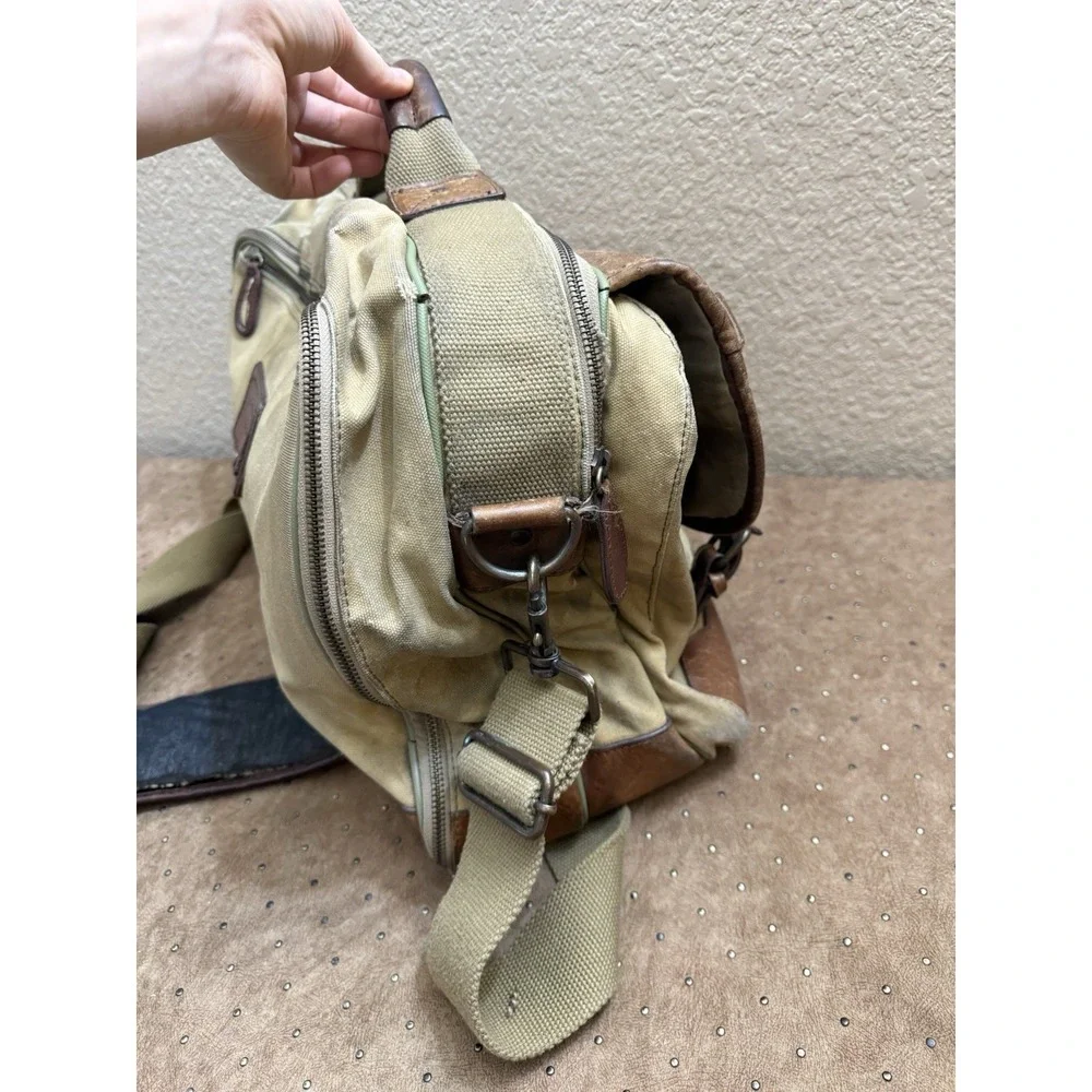 Bob Timberlake Messenger Carry On Laptop Overnight Canvas Leather‎ Luggage Bag
